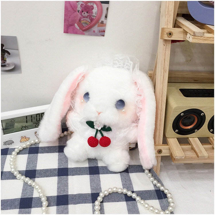 Túi Đeo Chéo Hình Thỏ Nhồi Bông Phong Cách lolita Nhật Bản Dễ Thương