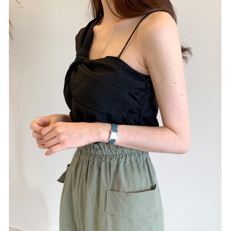 SUXI Áo Kiểu Hai Dây Dáng Ôm Hở Vai Phong Cách Hàn Quốc Dành Cho Bạn Nữ