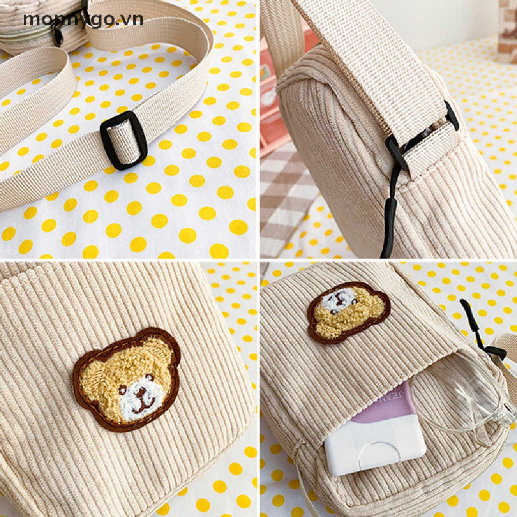 Monnygo 1 Túi Đeo Chéo Vai Đựng Điện Thoại Bằng Vải Nhung Hình Gấu Dành Cho Học Sinh Trẻ Em VN