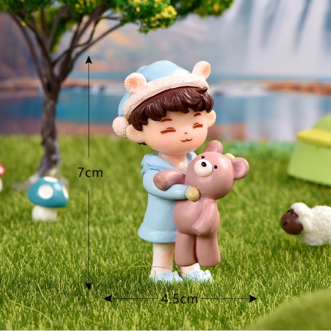 Mô Hình Tiểu Cảnh "Cặp Đôi Ôm Gấu Micro Mini" Trang Trí Sen Đá, Sân Vườn/ Chậu Cây, DYI, Terrarium