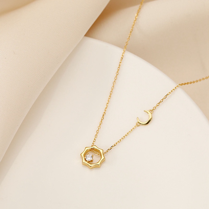 Vòng cổ Bạc 925 Mặt Hình Mặt Trăng Ngôi Sao Lấp Lánh Thời Trang Cho Nữ