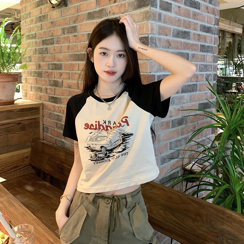 NZN Áo crop top ngắn tay dáng ôm vừa vặn thời trang Hàn Quốc dành cho nữ