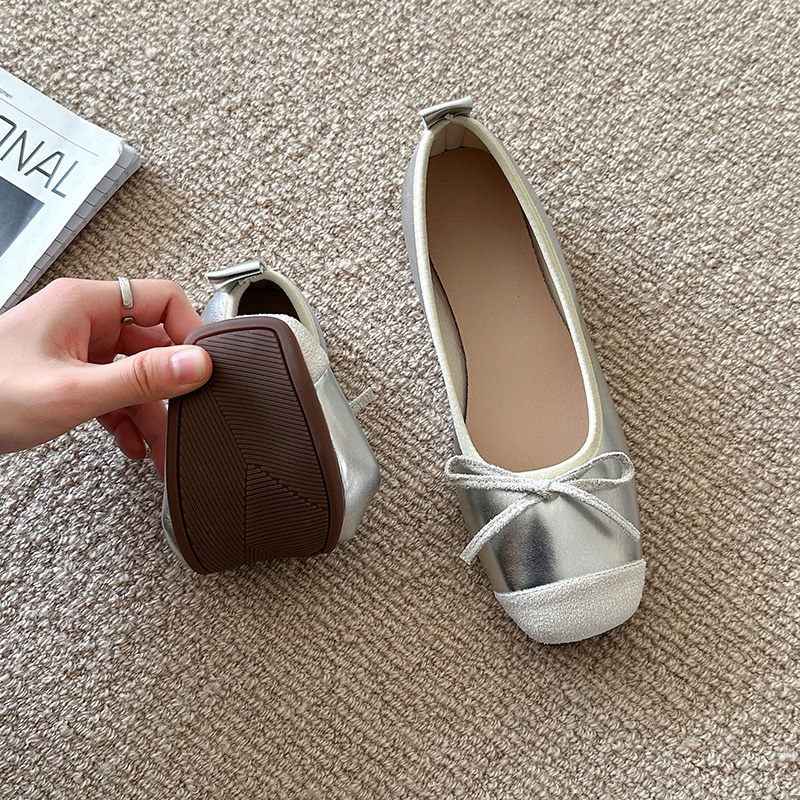 Giày Búp Bê Đế Bằng Mũi Vuông Màu Đen Thời Trang Mùa Xuân 2023 Cho Nữ