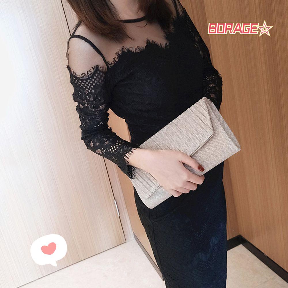 Ví Cầm Tay BORAG Đính Kim Sa Lấp Lánh Thời Trang Dự Tiệc Cho Nữ