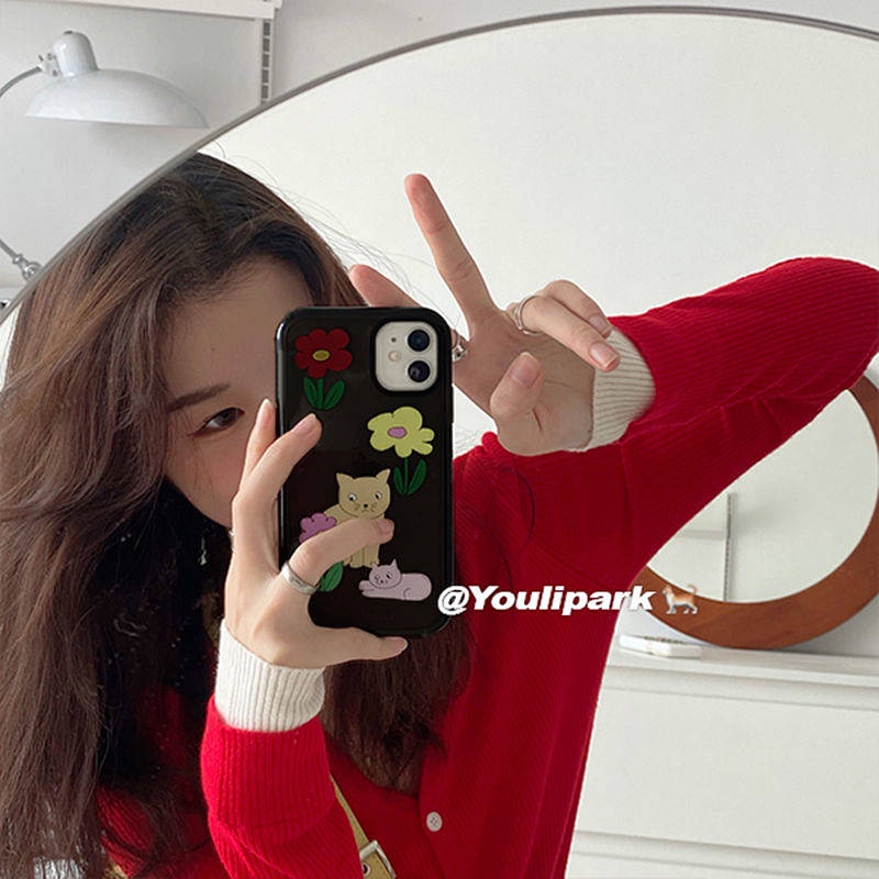 Korean Ins Cute Illustration Cat for X Apple 11 Phone Case Iphone12promax All-Inclusive 8P Female 13 NfDd