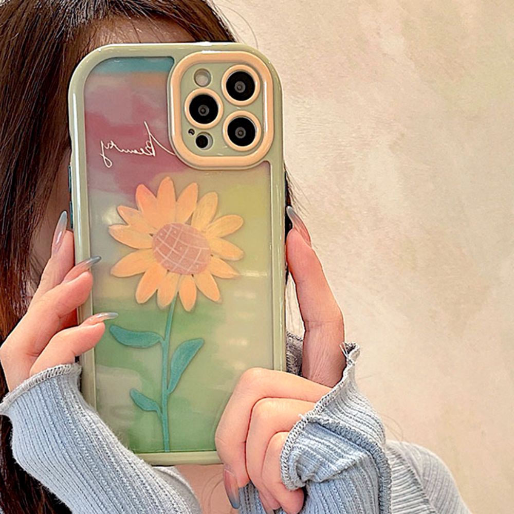 Ốp Điện Thoại TPU Mềm Chống Sốc Họa Tiết Hoa Hướng Dương Cho IPhone 11 12 13 14 Pro Max XR XS Max