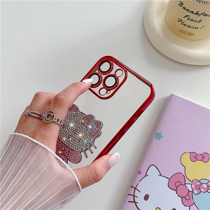 Ốp Điện Thoại Họa Tiết hello kitty Lấp Lánh Sang Trọng Chống Sốc Cho iphone11 12 13 14PROMAX X XS XR XSMAX 14Pro