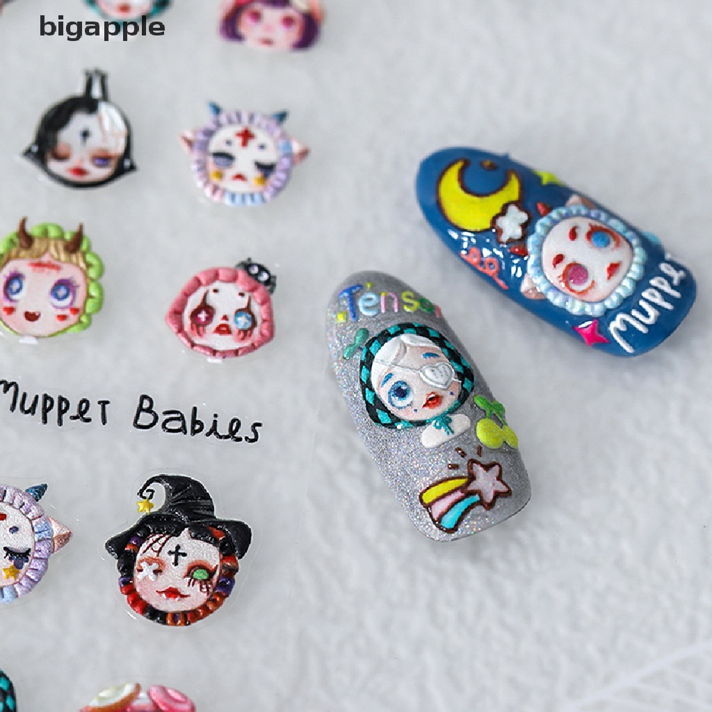 Bigapple 1 Tờ Hình Dán Móng Tay Hình Búp Bê Dập Nổi Đáng Yêu Thời Trang Chất Lượng Cao Rd