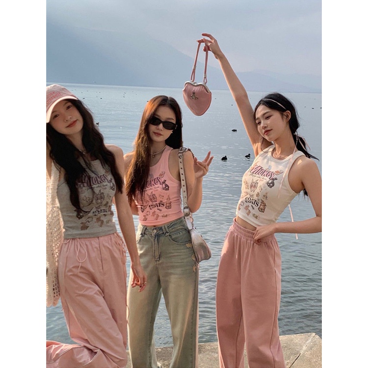 COZOK Áo Sát Nách Dáng Ôm In Hoạt Hình Thời Trang Trẻ Trung