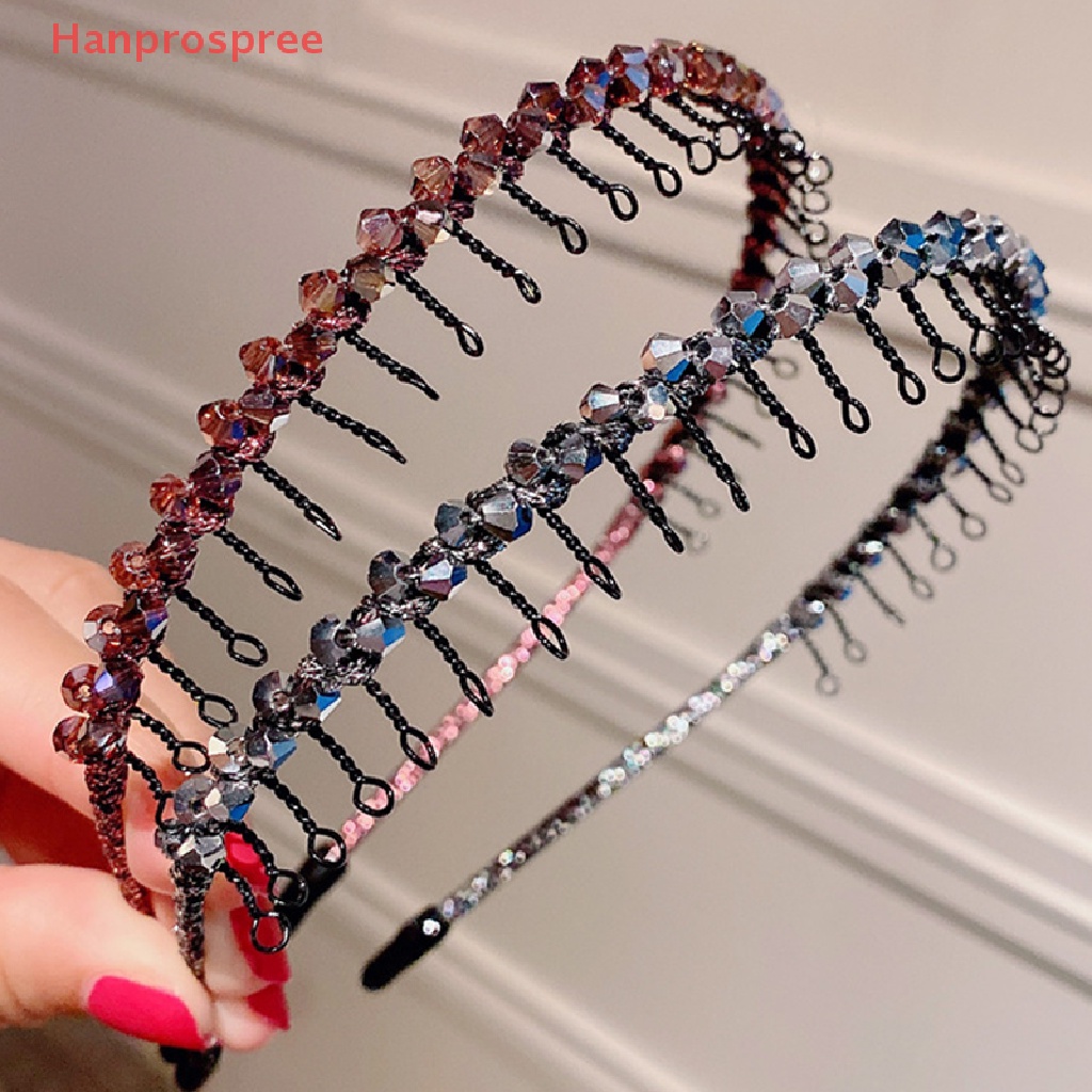 Kẹp Tóc Đính Đá Pha Lê Kim Loại Nhẹ Có Răng Chống Trượt Thời Trang Cho Nữ