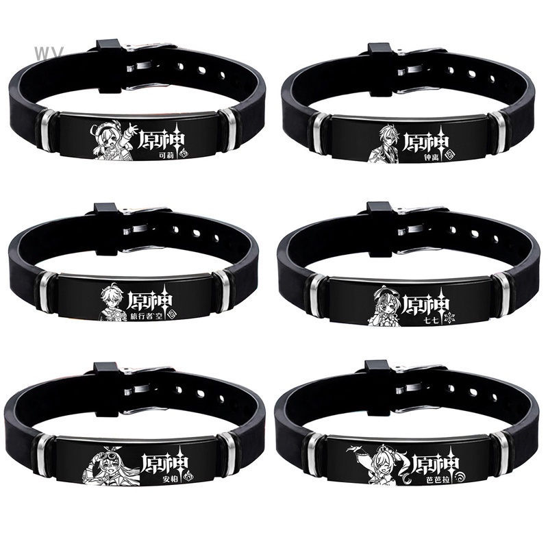 Vòng Đeo Tay Bằng Silica Gel Họa Tiết Anime Game Genshin Va Chạm