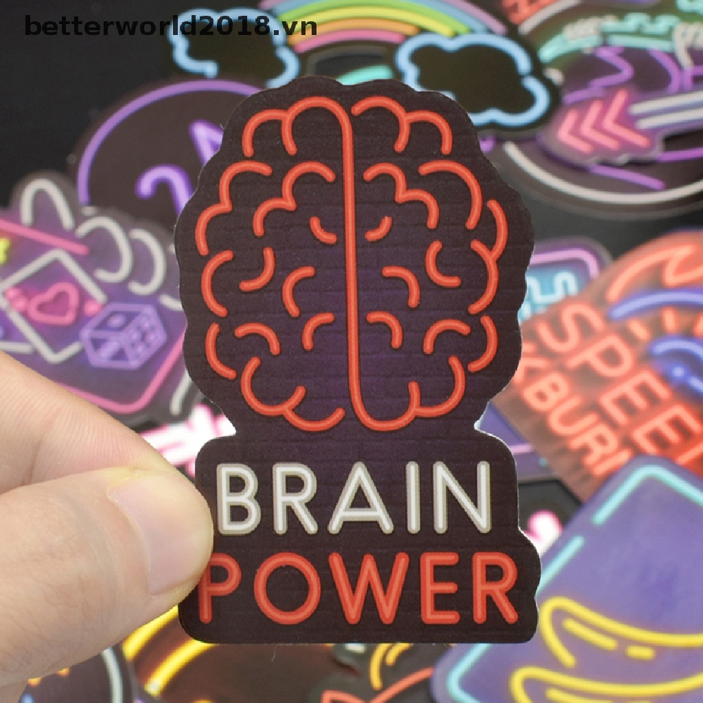 Bộ 50 Đèn neon Hình Dễ Thương Dùng Trang Trí Vali / laptop / guitar