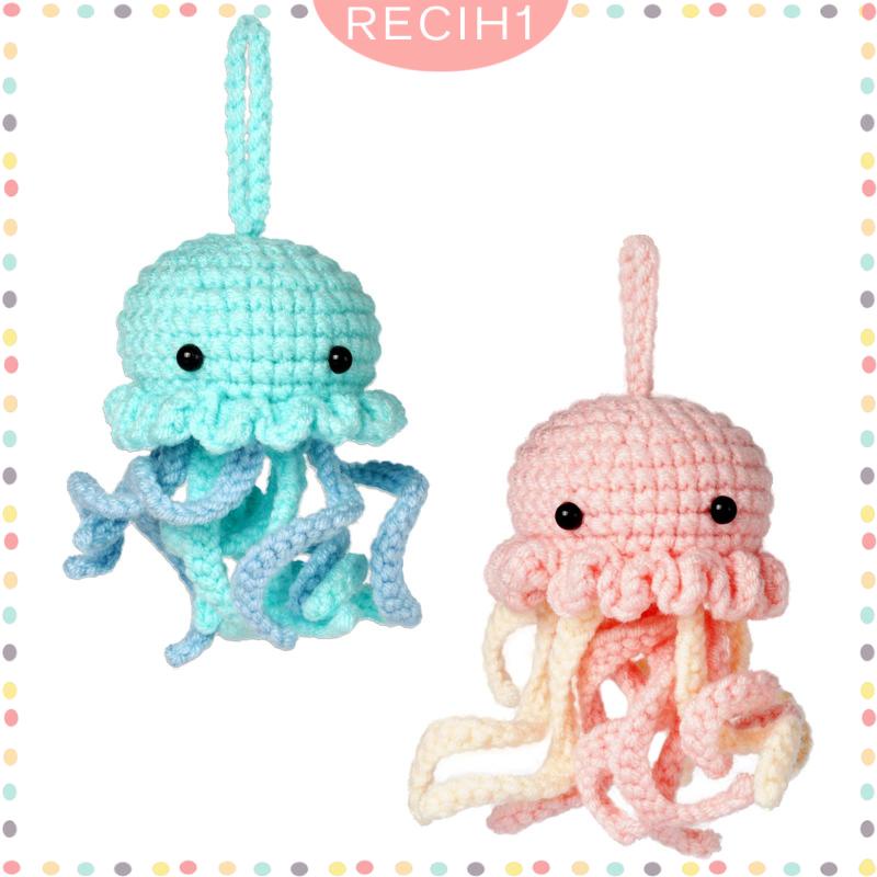[Recih] Bộ Đồ Chơi Đan Móc Bằng Tay Hình Sứa Biển / Động Vật Thủ Công Để Bàn Trang Trí Cho Người Mới Bắt Đầu
