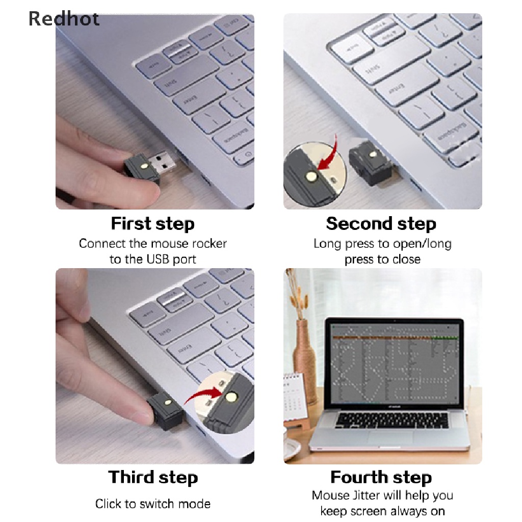 &lt; Redhot &gt; Thiết Bị Lắc Chuột Không Thể Tháo Rời Cổng USB Cho Laptop