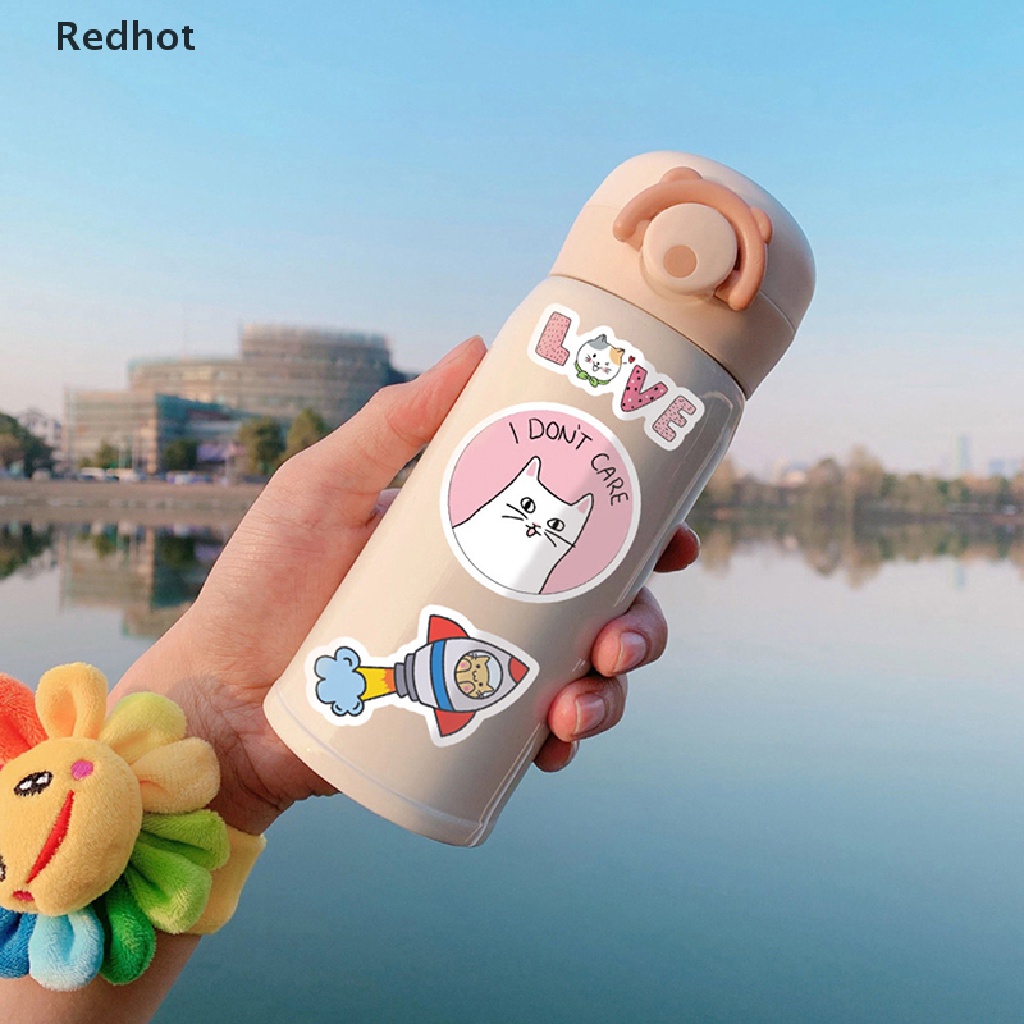 Bộ 50 Miếng Dán Trang Trí Tủ Lạnh / Giày Trượt Patin Hình Mèo Hoạt Hình Dễ Thương Chống Thấm Nước