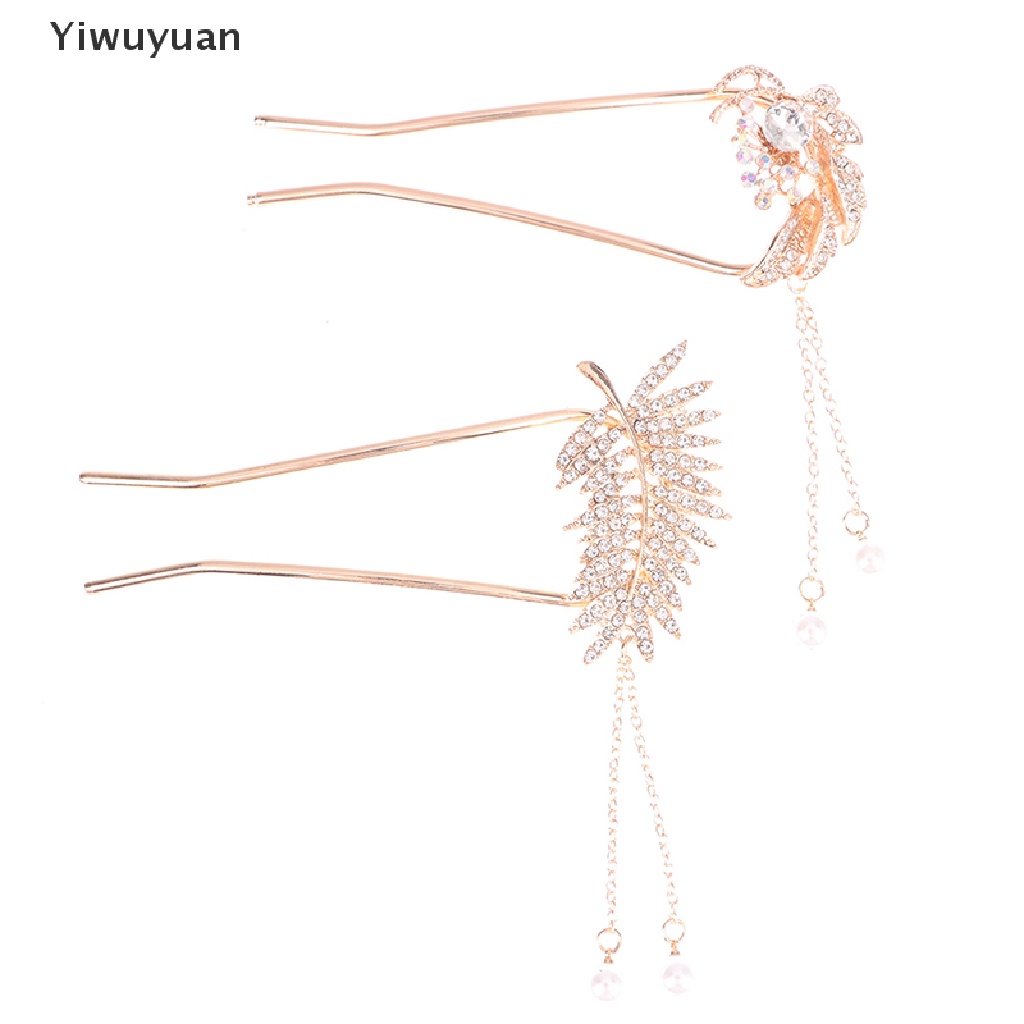 < Yiwuyuan > Kẹp Tóc Hợp Kim Hình Chữ U Đính Ngọc Trai Thanh Lịch Thời Trang Cho Nữ