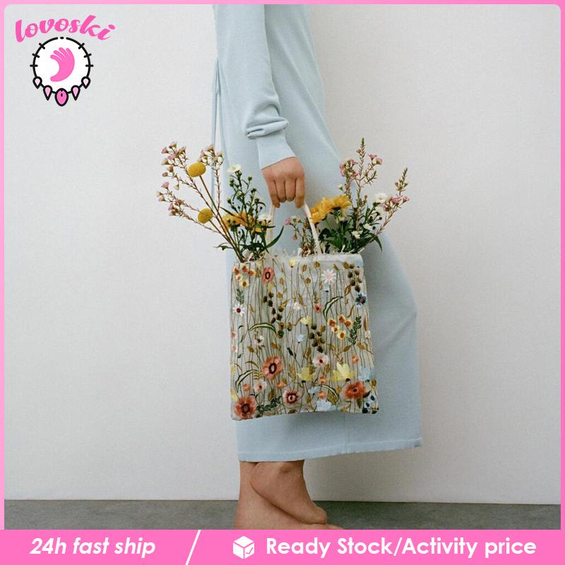 Túi Tote Thêu Họa Tiết Thời Trang Dùng Khi Đi Mua Sắm / Du Lịch