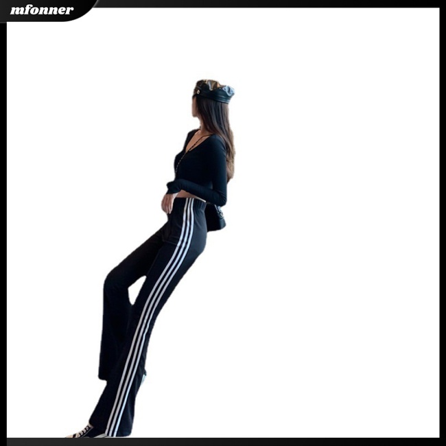 Quần Thể Thao Lưng Cao Co Giãn Phối Sọc Hai Bên Dành Cho Nữ