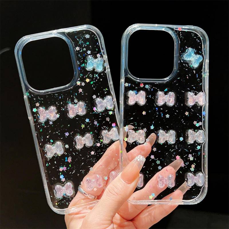 Ốp Điện Thoại Hình Nơ 3D Lấp Lánh Cho iPhone 14 13 12 11 Pro MAX Plus Mini X XS MAX XR 7 8 Plus SE 2022 2020 14Plus 13Mini 12Mini