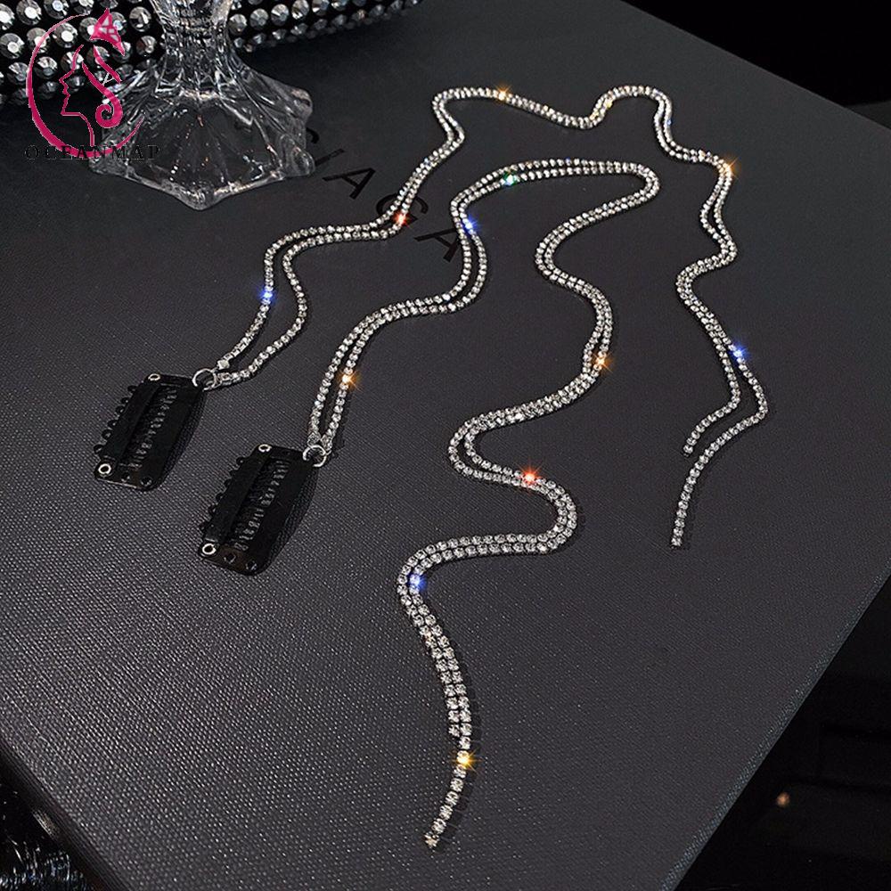 Dây Buộc Tóc Đuôi Ngựa Bện Bằng Hợp Kim Đính Đá Nhiều Màu Sắc Cá Tính Cho Nữ