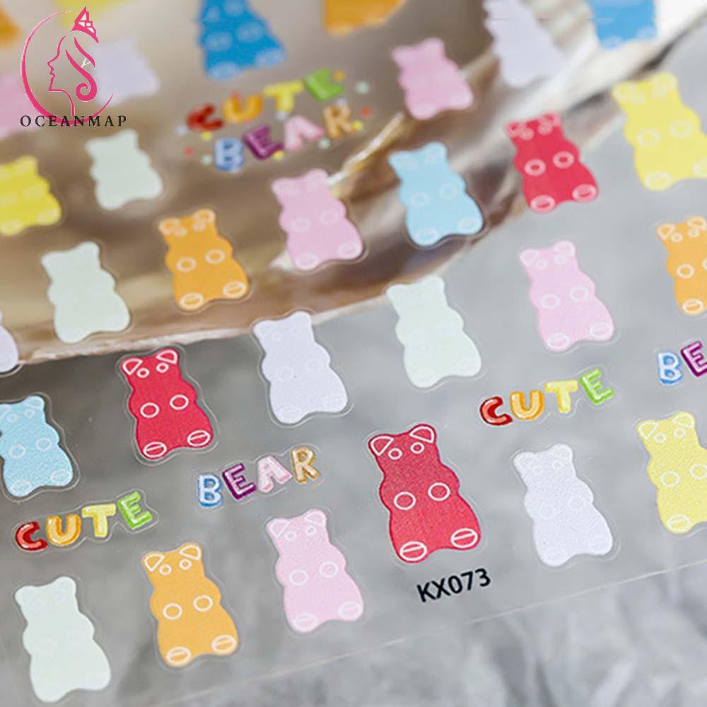 [Hàng mới về] Miếng Dán Móng Tay 5D Siêu Mỏng Hình Gấu Hoạt Hình Đáng Yêu Bắt Mắt