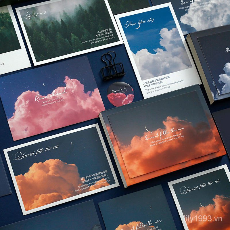 Ear Mo Bộ Album Ảnh Phong Cảnh Đầu Lâu Dòng Sky Story ins Bằng Giấy 8 Kiểu