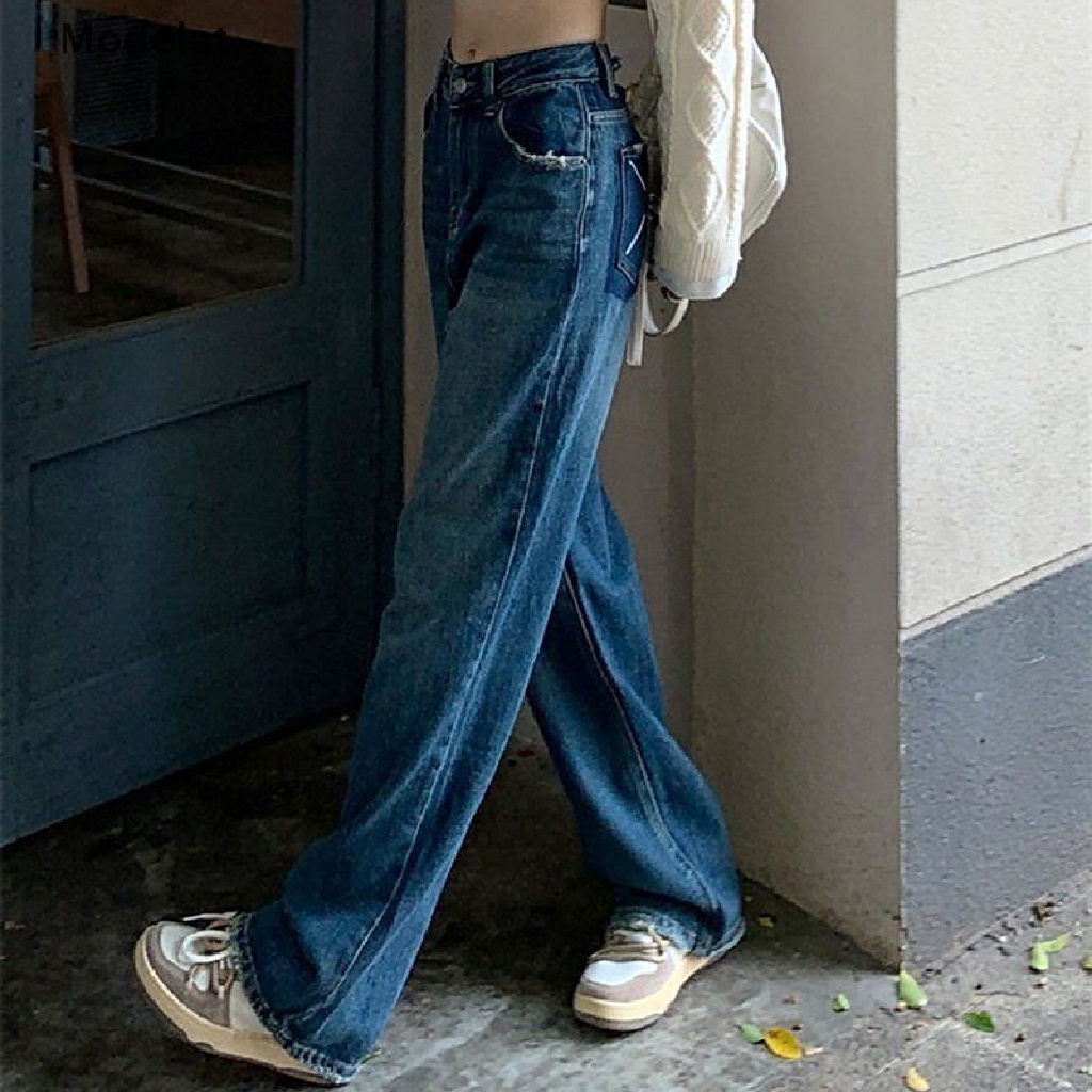 Quần Jean Nữ Ống Rộng Phong Cách Vintage Thời Trang Đường Phố Y2k WTD