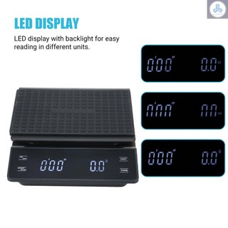 0.3g~3000g High Precision Digital Scale with Waterproof Surface Electronic Scale LED Display with Backlight Portable Kitchen Scale Baking Scale Coffee Scale