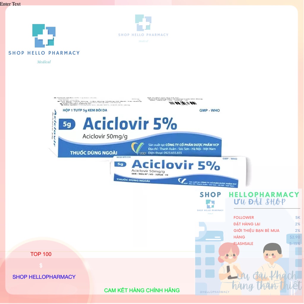 Kem bôi Acyclovir 5% Cream