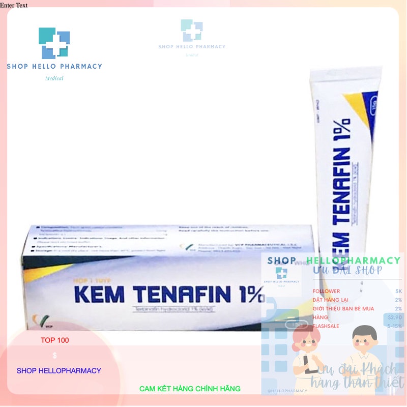 Kem bôi nấm da Tenafin 1% VCP tuýp 15g (Terbinafine-Tezkin)