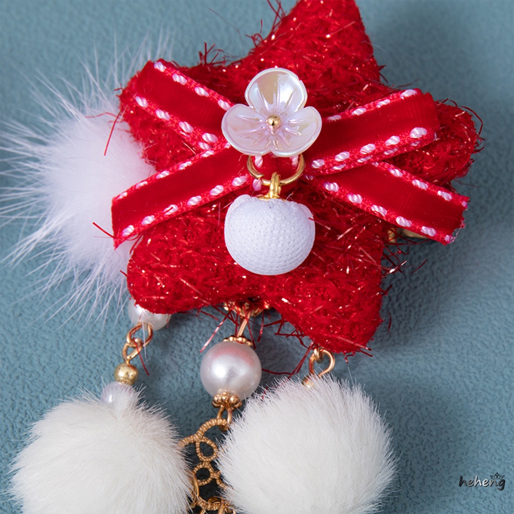 Set 2 Kẹp Tóc Chống Trượt Đính Chuông Và Tua Rua Cho Bé