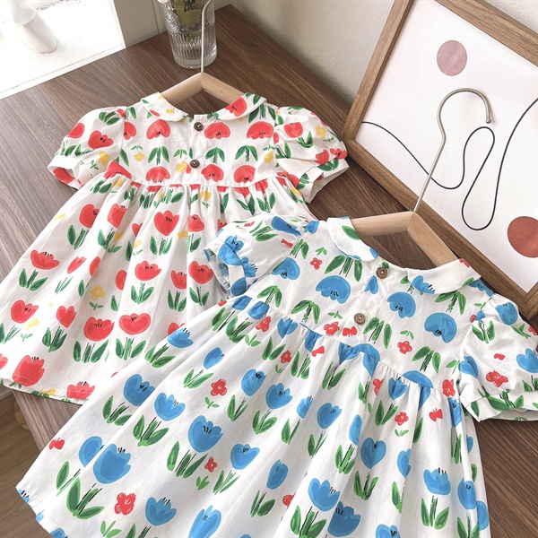 Váy cổ sen hoa tuylip 1076 op