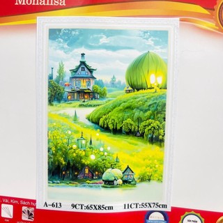 Tranh thêu kín phong cảnh tiên siêu đẹp a613chưa thêu