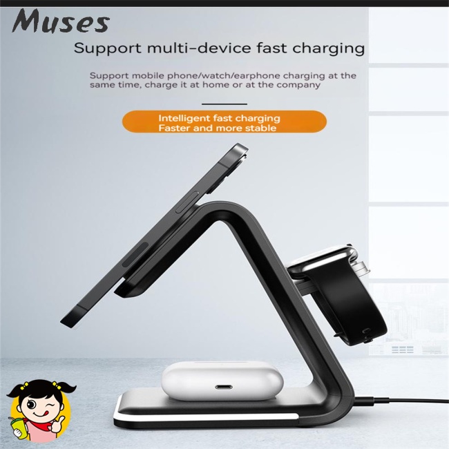 Đế Sạc Nhanh Không Dây 15w 3 Trong 1 Có Nam Châm Cho Điện Thoại Di Động / Đồng Hồ