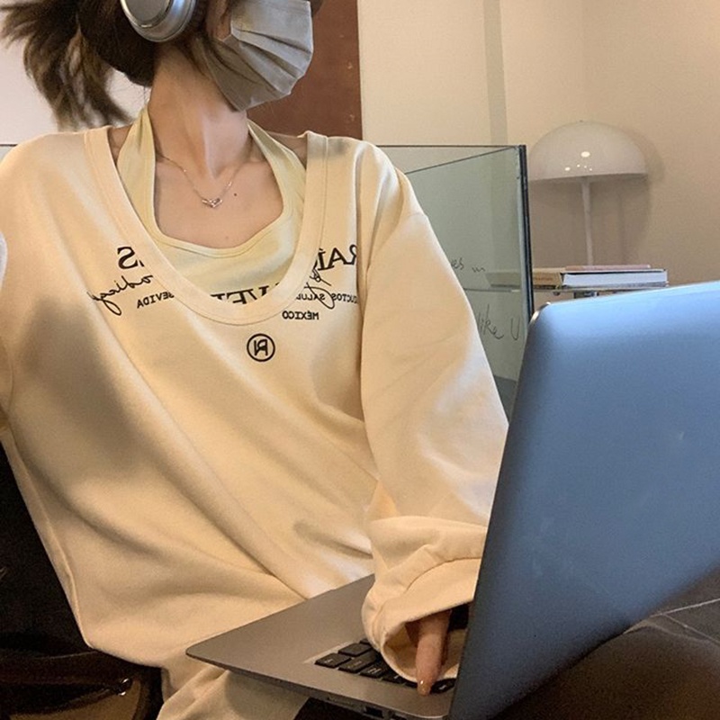 IELGY Bộ Áo Hai Dây In Chữ Phong Cách Hàn Quốc Cho Nữ