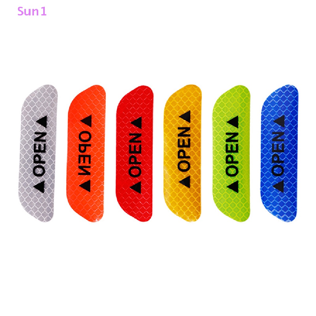 Bộ 4 Miếng Dán Phản Quang Cảnh Báo Trang Trí Cửa Xe Hơi Sun1