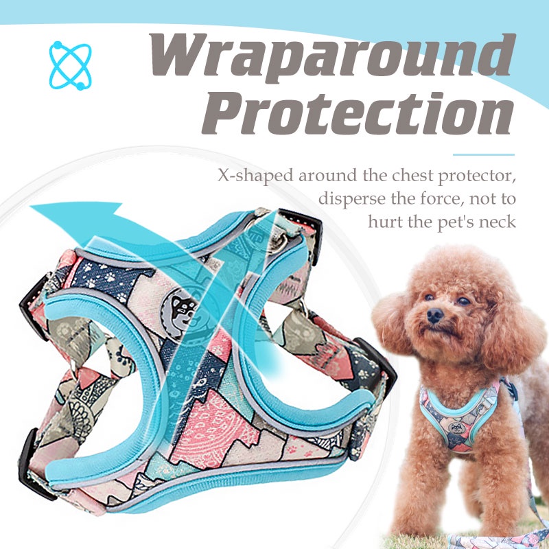 HamshMoc Đai Dắt Chó Đi Dạo Dạo Bằng Lưới Nhẹ Thoáng Khí Có Thể Điều Chỉnh