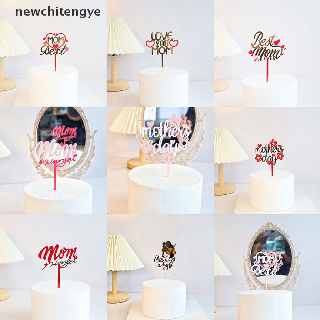Que Cắm Trang Trí Bánh Kem Bằng Acrylic Chữ Best Mom / Mom Màu Vàng Đồng Xinh Xắn