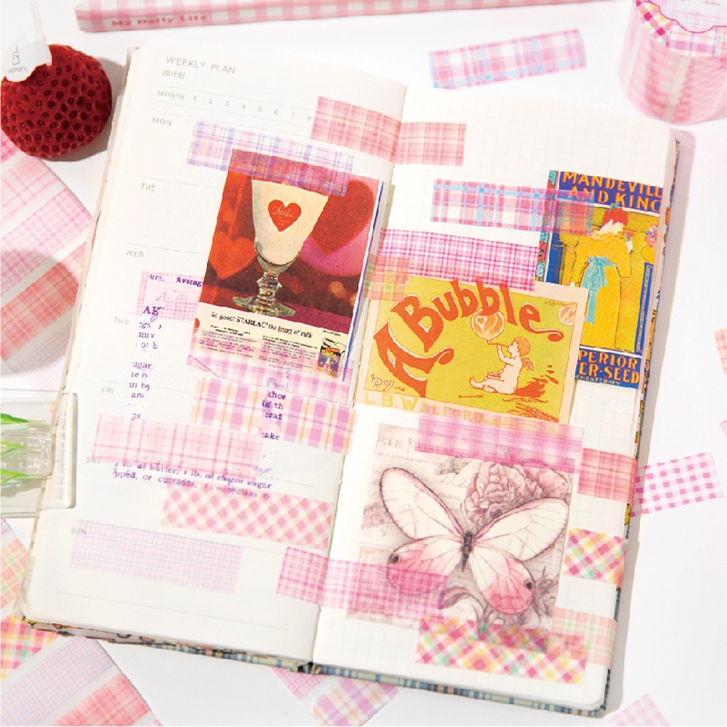 Cuộn Băng Keo Giấy Washi DIY Kích Thước 6Cmx2M Phong Cách Hàn Quốc