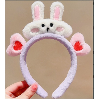 Băng Đô Cài Tóc Hình Tai Thỏ Bằng Lông Nhung Dễ Thương Xinh Xắn