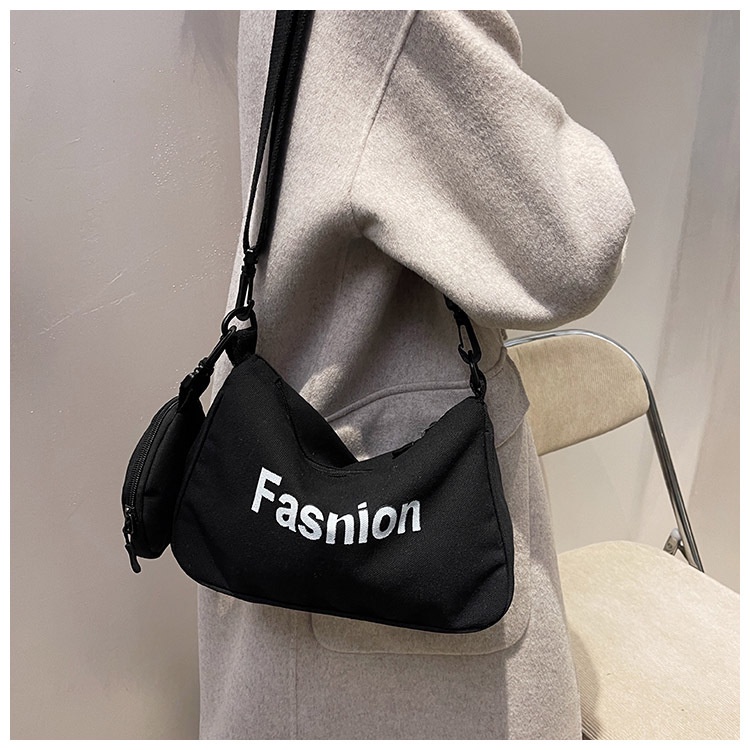 Túi Xách Vải Canvas Đeo Vai In Chữ Phong Cách Hàn Quốc Thời Trang Cho Nữ