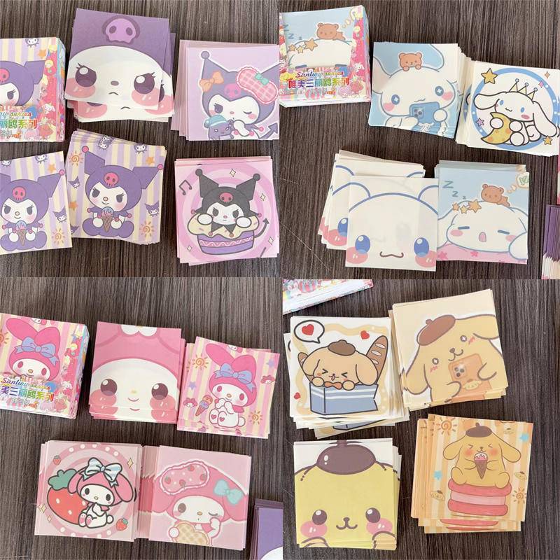 Gói 200 Giấy Ghi Chú Họa Tiết Sanrio Mymelody Kuromi Pochacco Cinnamoroll Pom Purin DIY