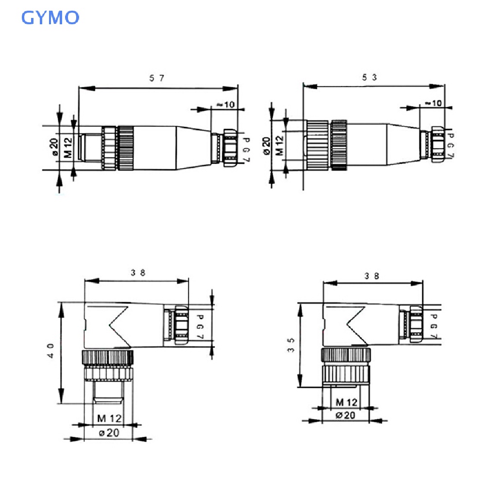 [cxGYMO] 1Pc M12 sensor connector 3/4/5 pin male/female straight/right angle plug  HDY