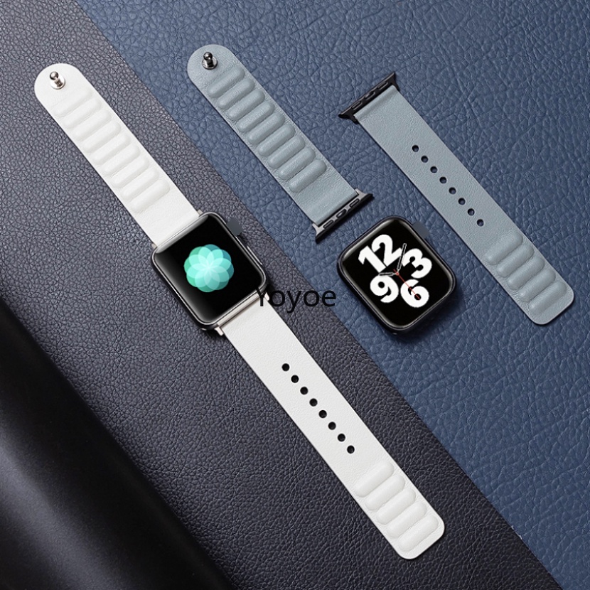 Dây Đeo Bằng Da Có Khóa Nam Châm 49mm 45mm 44mm 40mm 41mm 42mm 38mm Cho iWatch Series 8 Ultra 7 6 5 SE 4 3 2 1