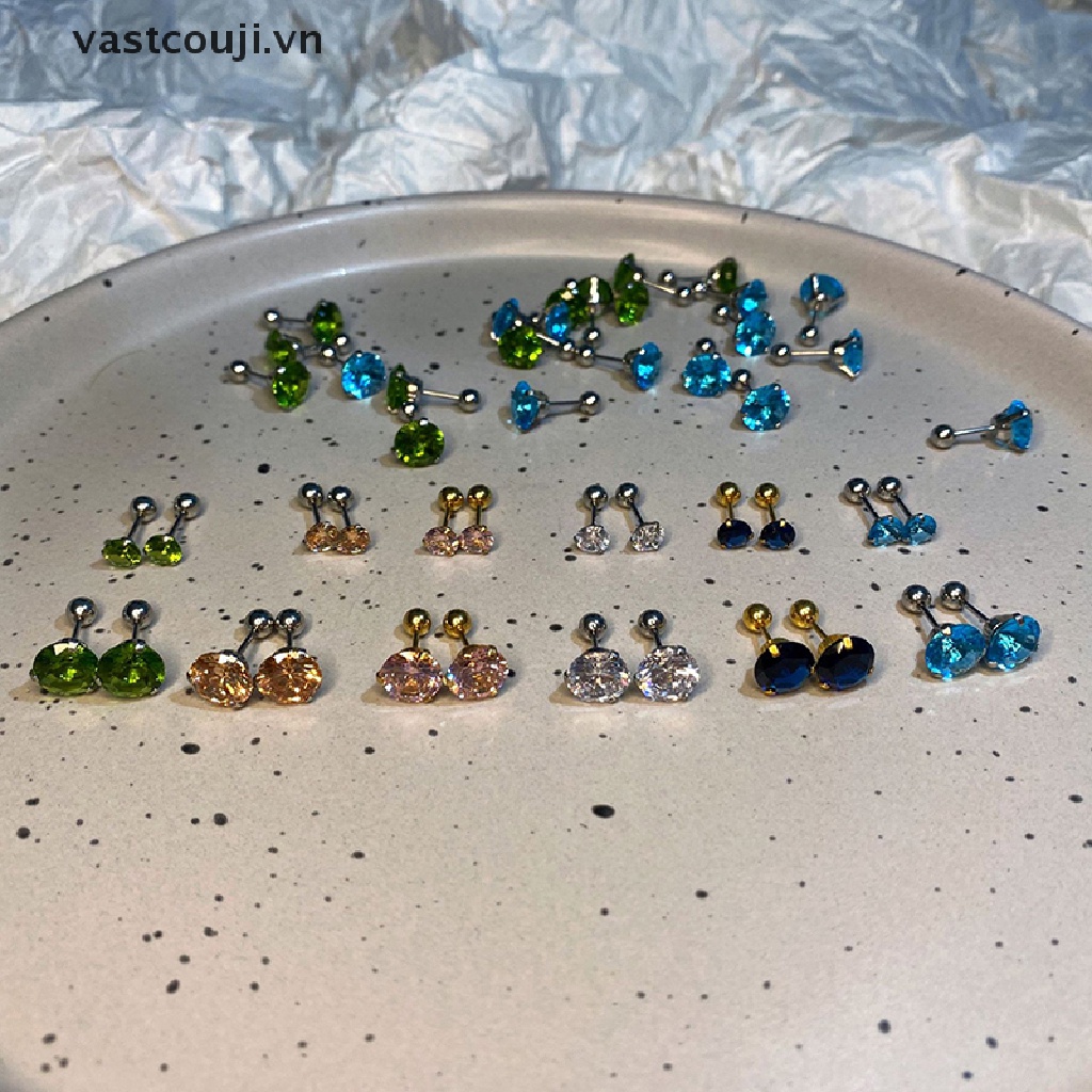 1 Khuyên Tai Đính Đá 5 / 8mm Thời Trang Nữ Tính