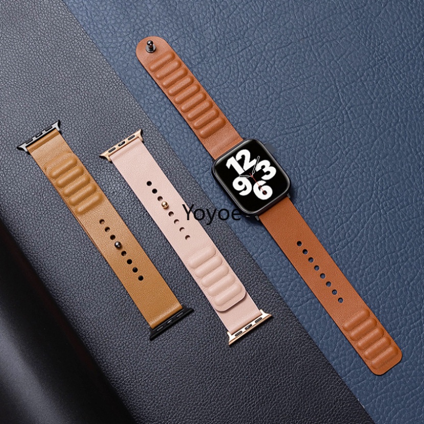 Dây Đeo Bằng Da Có Khóa Nam Châm 49mm 45mm 44mm 40mm 41mm 42mm 38mm Cho iWatch Series 8 Ultra 7 6 5 SE 4 3 2 1