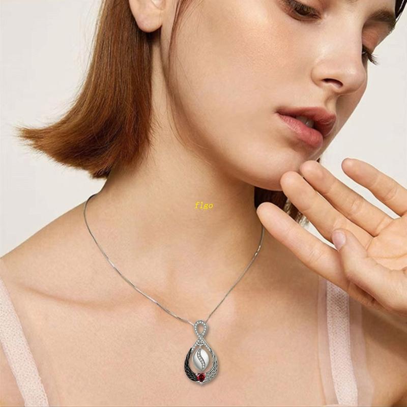 Flgo Vòng cổ Mặt Hình Đôi Cánh Thiên Thần Màu Trắng Đen Phong Cách Âu Mỹ Thời Trang Mùa Hè Đơn Giản Dành Cho Nữ