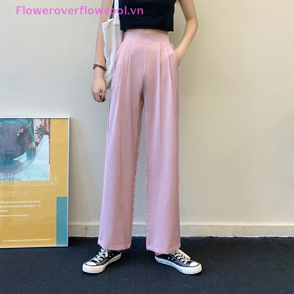 Quần Dài Chiffon Ống Rộng Lưng Cao Xếp Ly Phong Cách Hàn Quốc Thời Trang Xuân Hè Cho Nữ