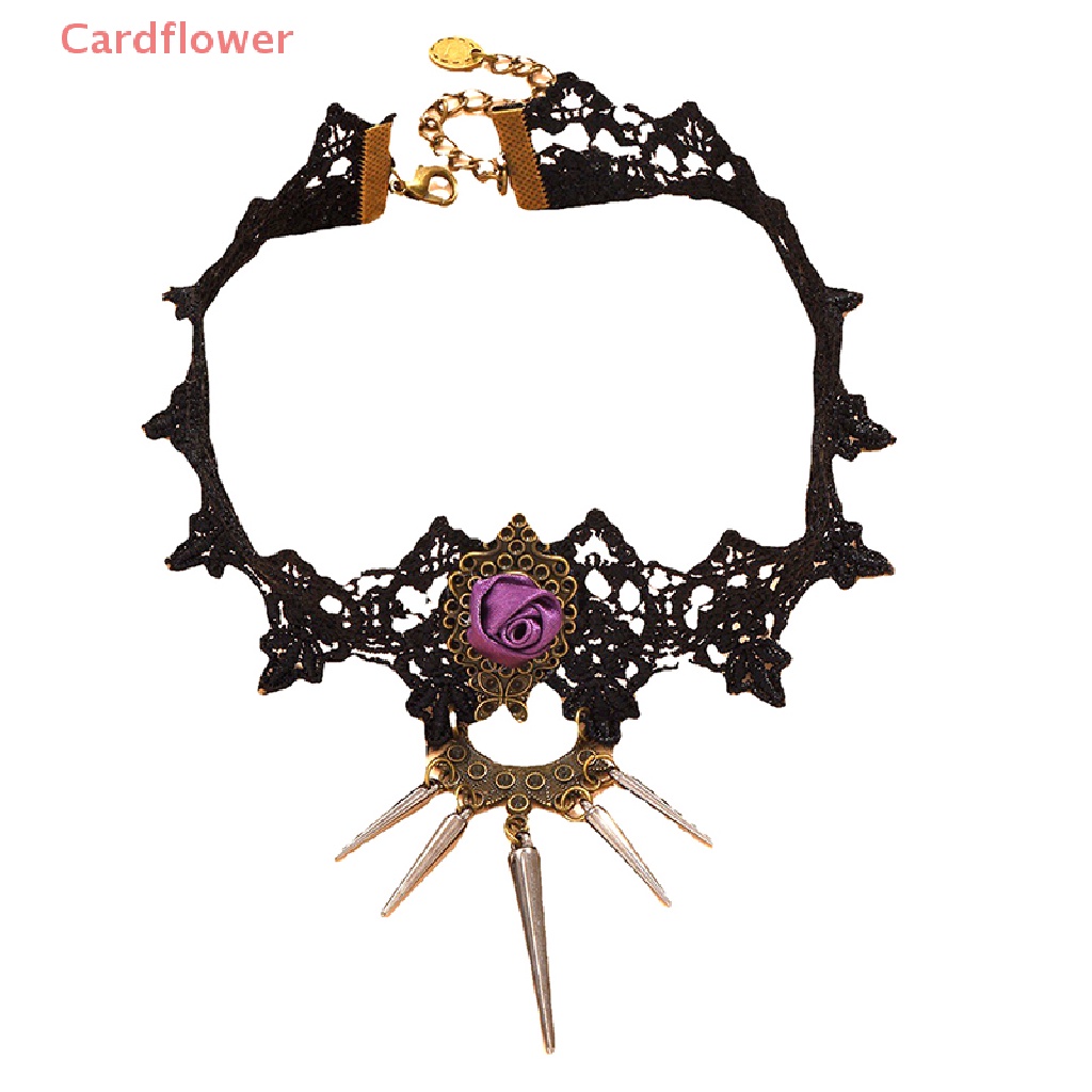 Vòng Cổ Choker Ren Hoa Đính Đinh Tán Phong Cách Gothic Thời Trang Mới