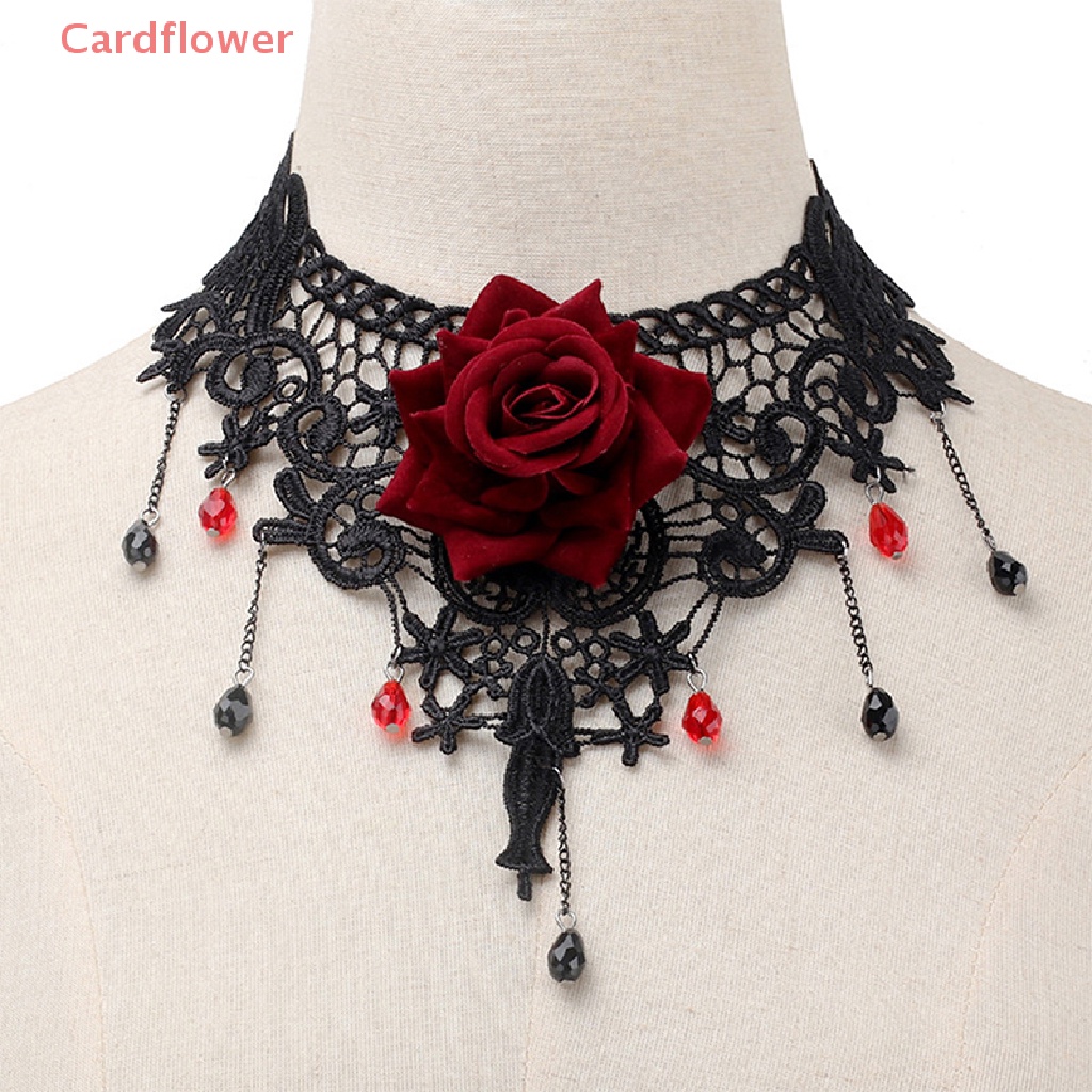 Vòng Cổ Choker Ren Hoa Phối Tua Rua Phong Cách Gothic Mới